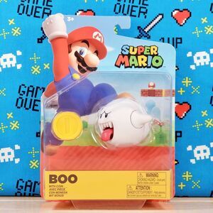 Jakks Pacific Super Mario Boo 4" w/ Gold Coin Nintendo Collectible Figure New